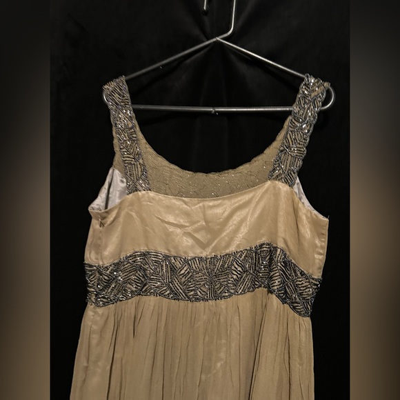 Adrianna Papell Silk Elegant Beaded Brown Chiffon Dress/Gown Size 14W - Picture 9 of 16